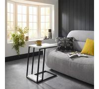 Fwstyle Pal Sofa End Snack Table White 2 Tier Metal Frame
