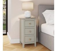 Grey 3 Drawer Bedside Table Brushed Metal Handles