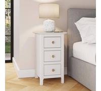 White 3 Drawer Bedside Table Storage Unit