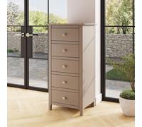 Palma Putty 5 Drawer Tall Slim Chest Of Drawers FWStyle Beige One Size
