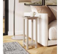 FWStyle Palma Putty Side Lamp Table With Shelf in Beige FWStyle Beige