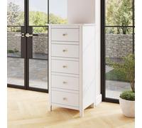 Fwstyle Palma White 5 Drawer Tall Slim Chest Of Drawers