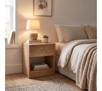 Fwstyle Promo Bedside Table Chest Of Drawers Oak Nightstand 1 Drawer Open Storage (H) 47 (W) 40 (D) 36Cm