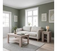 Fwstyle Promo Lamp & Coffee Table Beige Living Room Furniture Set