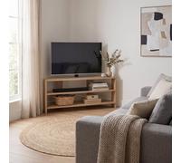 Fwstyle Promo Oak Corner Tv Unit Media Stand (H) 45 (W) 110 (D) 36Cm In Brown Brown