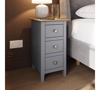 Fwstyle Ready Assembled 3 Drawer Bedside Chest Of Drawers Oak Veneer Dove Grey Grey One Size