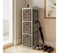 Fwstyle Ready Assembled 3 Drawer Storage Unit Tall Solid Greywash Pine