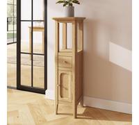 Fwstyle Ready Assembled Ash Wood Tall Cabinet Cupboard 1 Door 1 Drawer In Brown Brown