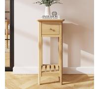 Fwstyle Ready Assembled Natural Ash Wooden 1 Drawer Telephone Table In Brown Brown