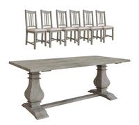 Limewashed 2m Table with 6 Chairs Solid Reclaimed Pine Dining Set