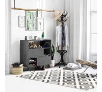 FWStyle Retro Grey Large Modern 2 Drawer Shoe Storage Cabinet Sideboard