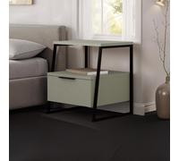 FWStyle Sage Green 1 Door Bedside Table Nightstand Black Metal FWStyle Green