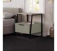 Fwstyle Sage Green 1 Door Bedside Table Nightstand Black Metal Green One Size