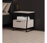 Fwstyle Sandstone 1 Drawer Bedside Table Nightstand Black Metal In Beige Beige One Size