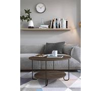 Fwstyle Scratch Resistant 2 Tier Coffee Table Dark Coffee Black Metal Frame In Brown Brown