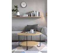 Fwstyle Scratch Resistant 2 Tier Coffee Table Natural Oak Black Metal Frame In Brown Brown One Size