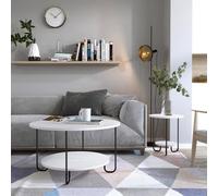 Fwstyle Scratch Resistant 2 Tier Coffee Table Painted White Black Metal Frame