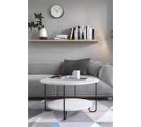Fwstyle Scratch Resistant 2 Tier Coffee Table Painted White Black Metal Frame White