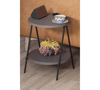 Fwstyle Scratch Resistant 2 Tier Round Side Table Metal Frame Anthracite Grey Grey One Size