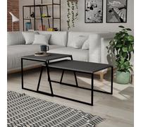 Fwstyle Scratch Resistant Set Of 2 Nesting Coffee Tables Anthracite Grey Finish