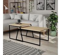 Fwstyle Scratch Resistant Set Of 2 Nesting Coffee Tables Natural Oak Finish