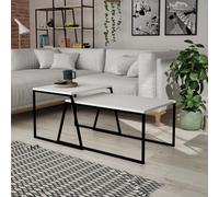 Fwstyle Scratch Resistant Set Of 2 Nesting Coffee Tables Painted White Finish