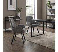 Fwstyle Set Of 2 Amelia Grey Chenille Upholstered Swivelling Dining Chairs Grey