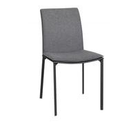FWSTYLE Set Of 2 Charcoal Fabric Dining Chairs With Black Metal Legs