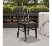 Fwstyle Set Of 2 Distressed Black & Gold Galvanised Steel Chairs Indoor & Outdoor Black One Size