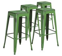 4pc 30 Inch Backless Metal Counter Stool Industrial Style Seating Green