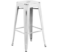 4pc 30 Inch Backless Metal Counter Stool Industrial Style Seating White
