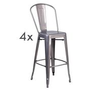 Fwstyle Set Of 4 Bar Stools Ready Assembled Industrial Style Grey Metal With Clear Coat