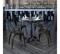 Fwstyle Set Of 4 Copper Galvanised Steel Chairs Ready Assembled In Brown Brown One Size