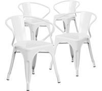 Fwstyle Set Of 4 White Galvanised Steel Chairs Indoor Outdoor White One Size