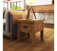 FWStyle Side Lamp Table Solid Natural Oak 1 Drawer Ready Assembled