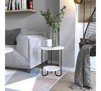 FWStyle Side Table Scratch 2 Tier Resistant Painted White Black Metal Frame