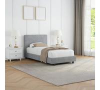 Fwstyle Single Grey Ribbed Linen Upholstered Fabric Bed Frame