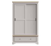 Fwstyle Sliding Wardrobe 2 Door With 1 Drawer Grey Painted Oak Grey One Size