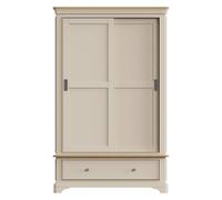Fwstyle Sliding Wardrobe 2 Door With 1 Drawer Putty Painted Oak In Beige Beige One Size