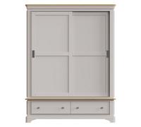 Fwstyle Sliding Wardrobe 2 Door With 2 Drawers Grey Painted Oak