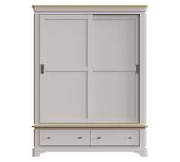 Fwstyle Sliding Wardrobe 2 Door With 2 Drawers Grey Painted Oak Grey One Size
