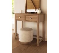 Solid Natural Oak 2 Drawer Dressing Table Large Bedroom Furniture Modern FWStyle Brown One Size