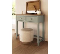 Solid Oak 2 Drawer Sage Green Dressing Table Large Bedroom Furniture Modern FWStyle Green One Size