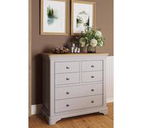 Fwstyle Solid Oak Chest Of 6 Drawers Dove Grey Ready Assembled Grey One Size