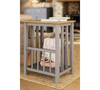 Fwstyle Solid Oak Magazine Rack Table Grey Ready Assembled Grey