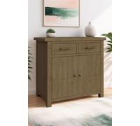FWStyle Solid Pine 2 Door 2 Drawer Small Sideboard in Brown FWStyle Brown
