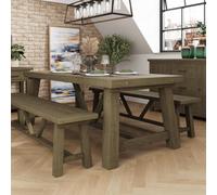 FWSTYLE Solid Reclaimed Pine 2M Fixed Top Table Dining Set