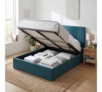 Fwstyle Sollom Double Ottoman Lift Up Ribbed Bed Frame Teal Underbed Storage Teal