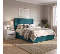 Fwstyle Sollom King Size Ottoman Lift Up Ribbed Tall Bed Frame Teal Teal