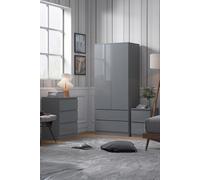 FWStyle Stora 2 Door 2 Drawer Wardrobe Grey Gloss (H) 180.5 (W) 80 (D) 50cm FWStyle Grey
